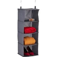 relaxdays Hängeregal Kleiderschrank 4 Fäch, grau