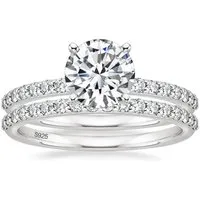 ROUGEMONT Memoirering Extravaganter zweiteiliger Moissanit Memoirere Set 2 Ringe 925 Silber (Zweiteiliges Set aus zwei Ringen)