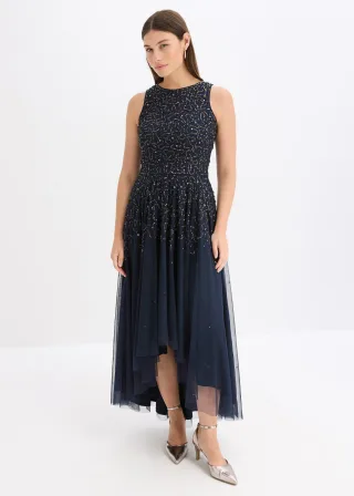 bonprix Vokuhila-Kleid mit Pailettenstickerei, blau, Gr.36, Stylisches Kleid mit toller Passform
