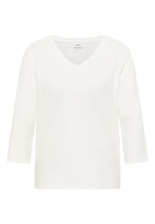 CECIL - Basic V-Neck Shirt vanilla white - Gr. - L