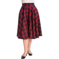 Banned A-Linien-Rock Sweet Check Rot Kariert Retro Vintage Swing Skirt