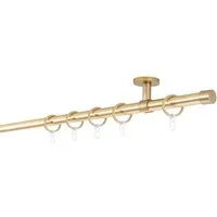 ondeco Gardinenstange Rundrohr Deckenabstand 4cm Kappe, Ø 20 mm, 1-läufig-läufig, Wunschmaßlänge, Bohren, verschraubt