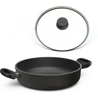 Hoffmann Germany Schmorpfanne Ø 20 cm mit Deckel, Bräter, Made in Germany, Aluguss (Set, 2-tlg., 1x Schmorpfanne Ø 20 cm + 1x Glasdeckel), Seitengriffe, Antihaft, 1,2 l, Ø 20 cm