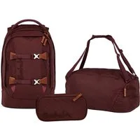 Satch Schulranzen Schulrucksack-Set PACK Nordic Ruby 3-teilig (3-teilig), ergonomisch, Your-Size-System: auf Körpergröße anpassbar