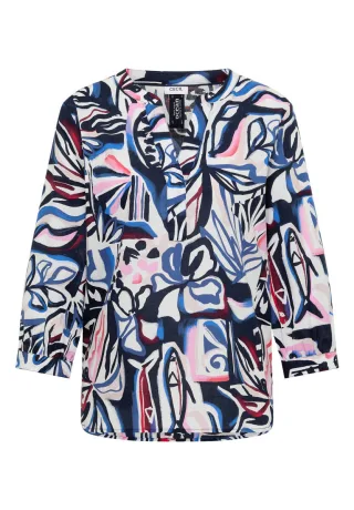 CECIL - Lässige Bluse mit Allover-Muster und 3/4-Arm blau - Gr. - M