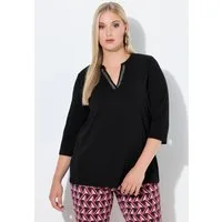 Ulla Popken Longshirt Longshirt A-Linie Tunika-Ausschnitt 3/4-Arm