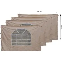 Quick Star Pavillonseitenteil 4 Seitenteile mit PVC Fenster 300x193cm Sahara 3x3m, 300x193 cm, 4 Seitenteile mit PVC Fenster 300x193cm Beige, Passend für Pavillons der Größe 3x3 Meter und Sahara Pavillon 3x3m
