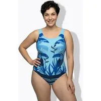 Ulla Popken Badeanzug Badeanzug Tukan ohne Softcups Rundhalsausschnitt