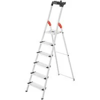 Hailo Stehleiter L80 ComfortLine, Alu-Sicherheits-Stehleiter 6 Stufen