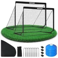 NEOLYMP Fußballtor Kinder Set – Faltbare Tore für Garten – Robuste 9 mm Fiberglas-Stangen (Ideal für Fußball-Training & Spiel Spaß - Fußball Trainingszubehör), Fußballtor mit Hütchen, Karabinern, Indoor-Füße & Tragetasche