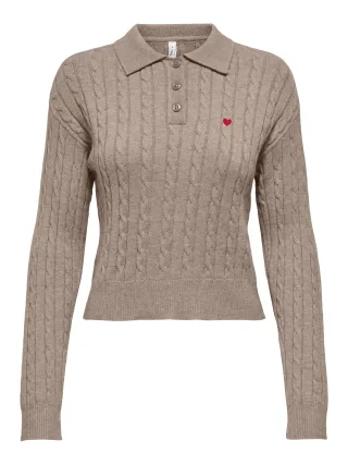 ONLY - ONLKATIA LS CABLE POLO RP KNT Mocha Meringue - Gr. - M