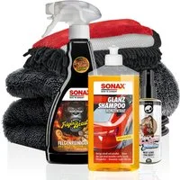 detailmate Sonax Glanz Shampoo Waschset #3 mit Nuke Guys Car Scent 500ml Auto-Reinigungsmittel (Basic+, [- Felgenreiniger - Duftspray - Autoshampoo)