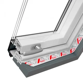 Klapp Schwingfenster Kunststoff, Roto R8, Anthrazit/Weiß, 54 x 98 cm, Klapp-Schwingflügel, individuell konfigurieren