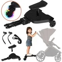 lionelo Buggyboard BUGGY BOARD (Set, Plattform + Sitz + Gurt + Montage), Universal/Stand&Sitz/3Höhen/LED-Räder/25kg