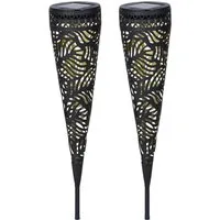 Luxform Gartenleuchte Luxform Solar Torch Jersey, set of 2, LED fest integriert, Warmweiß, LED-Gartenleuchte, Solarenergie, warmweiß, aus Metall, IP44