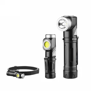 2 In 1 L-shape Flashlight LED Headlamp USB Rechargeable Bright Magnet Strong Mini Torch 90-Degree Adjustable Multi-Funct