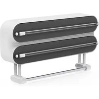 SURFOU Wandrollenhalter 3-in-1 Frischhaltefolienspender, Kunststoff, magnetisch & Wandmontierbar, Folienschneider für Saubere