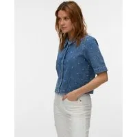 Vero Moda Jeansbluse VMDIONNE 2/4 EMB DENIM SHIRT RA375 Baumwollmischung, regular fit, Stickerei
