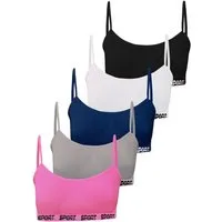 LOREZA Bustier 5er Set Mädchen Bustier - Sport Mikrofaser - Bunt (Set, 5-tlg., 5er-Pack)