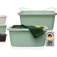 Hausfelder Wäschekorb Wäschewanne 58x37x25cm (Jadegrün, 2 Wannen, 35 l) (Set, 2 St., 2 x Wäschewannen), mit klappbaren Henkeln, mit Griffen, 35 Liter