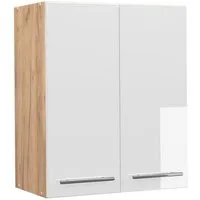 Vicco Hängeschrank Fame-Line, Weiß Hochglanz/Goldkraft Eiche, 60 cm (1-St)