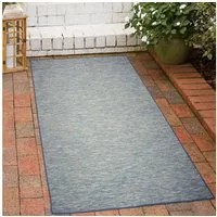 Carpetia Outdoorteppich Teppich Innen- und Außenbereich meliert Sisaloptik Blau, rechteckig, Höhe: 5 mm, beidseitig verwendbar