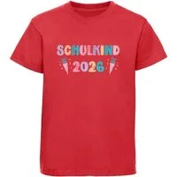 MyDesign24 T-Shirt Kinder Einschulungs T-Shirt Schulkind 2026 rot kurzarm Regular Fit print Shirt i796