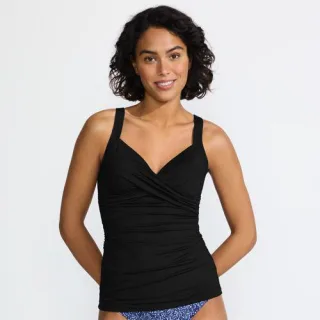 Tankinitop CHLORRESISTENT mit V-Ausschnitt in F-Cup, Damen,  Schwarz, Nylon-Mischung, by Lands' End