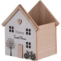 UNUS HOME Dekokiste Aufbewahrungsbox Holz (17x15x11 cm), Hausform aus Holz, „Home Sweet Home“-Motiv, dekorativ und praktisch