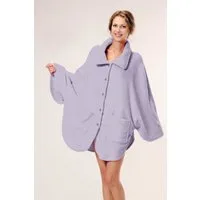 M-Diamant Morgenmantel Bademantel Morgenmantel Kuscheliger Fleece-Poncho mit Knöpfen Onesize, ohne, Knopfleiste