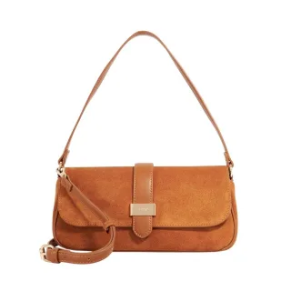 Dune London - "Delsees" Schultertasche, Wildleder (Hellbraun)