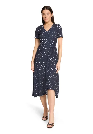 Vera Mont - Cocktailkleid Dunkelblau/Weiß - Gr. - 42