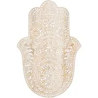 Marrakesch Orient & Mediterran Interior Wanddekoobjekt Orientalisches Wandbild Hand Fatma modern aus Holz in Braun-Weiß 46 cm (1 St), Handarbeit