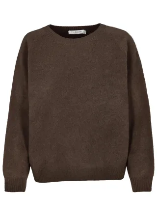 IN LINEA - Pullover, Rundhals,1/1-Arm chocolate - Gr. - 48