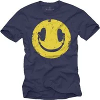 MAKAYA Print-Shirt Vintage Kopfhörer Hip Hop Musik Smile Bandshirt Männer Retro aus Baumwolle