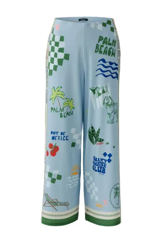 Miss Lagotte - Hose mit Muster blau/grün - Gr. - 40