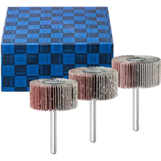 PFERD TOOLS Fächerschleifer-Set 3-tlg. Korund 40x20mm Schaft 6 mm A60, 80,120 für Feinschliff - 44498003