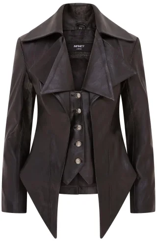 Mittellange Gothic-Lederjacke im Edwardian-Stil für Damen - Sandvika