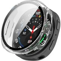 Wigento Smartwatch-Hülle + Schutzglas für Samsung Galaxy Watch 9 8 40mm Kunststoff Transparent, Schutzhülle aus PC + Hart Glas für Rundumschutz