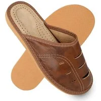 filsko Metz Herren Hausschuh Sommer Pantoffeln, Lüftungslöcher, Braun