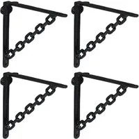 relaxdays Wandregalhalter Regalwinkel 4er Set Ketten-Design, schwarz