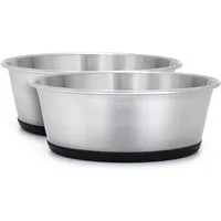 lionto Napf-Set aus Edelstahl im Doppelpack, robust & rutschfest, verschiedene Größen, Edelstahl, für Hunde & Katzen, spülmaschinengeeignet