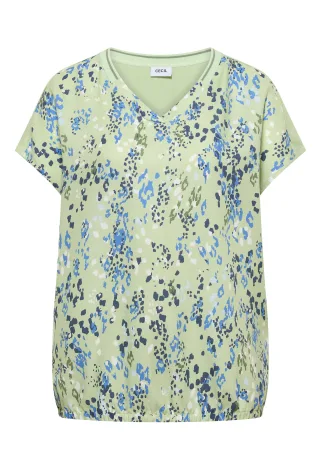 CECIL - Kurzarm Blusenshirt mit Strukturmix raw matcha lime - Gr. - L