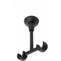 MDEKOR Gardinenstangenhalter für Gardinenstange 19 mm, Decketräger 2-läufig Schwarz Matt R Deckenhalter