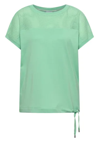 CECIL - T-Shirt mit Boatneck und Mesh-Einsatz juicy lime - Gr. - L