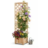 relaxdays Pflanzkübel Pflanzkasten mit Rankgitter 180 cm (2 St), natur