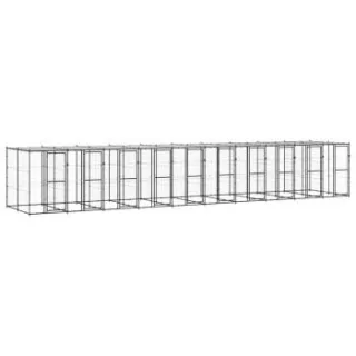 VidaXL Outdoor-Hundezwinger Stahl mit Dach schwarz 11 m, 2,2 m, 1,8 m