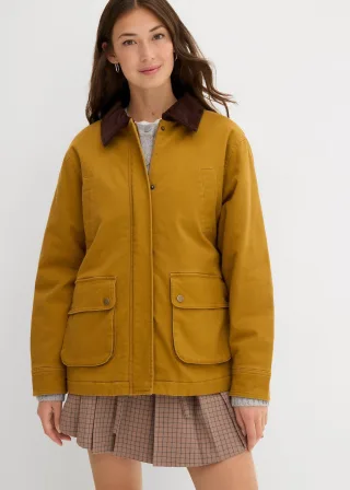bonprix Oversize Parka, braun, Gr.40, Oversize gefütterter Parka mit Cordkragen und Taschen, 98% Baumwolle