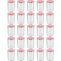 Wellgro Vorratsglas Einmachgläser Schraubdeckel rot kariert - 435 ml, (25-tlg)