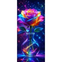 Rötting Design Malen nach Zahlen Diamond Painting Set 5D DIY Motiv neonstrahlende Rosen in Vase (Komplett-Set), Diamond Painting Vollbild, Vollständiges Zubehörpaket